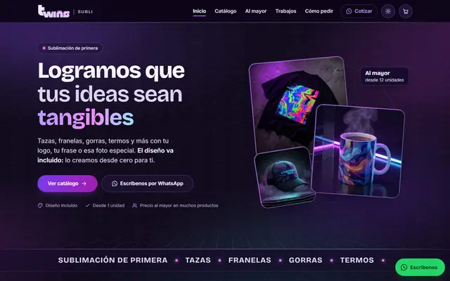 The home page of Twins Subli’s new store on a computer.